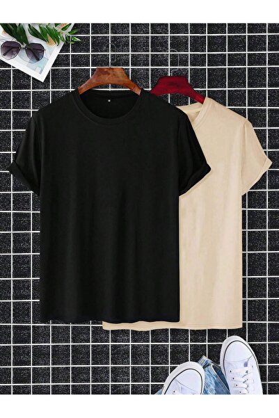EYAX MODA Pachet de 2 tricouri oversize pentru bărbați