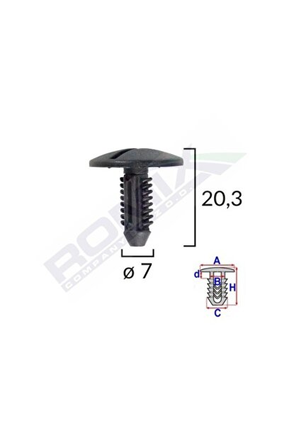 ROMİX Clips Fixare Elemente Roata Pentru Citroenpeugeot 7X203Mm - Negru Set 1...