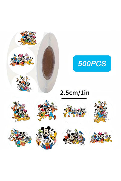 Choice مجموعة متعددة 500 قطعة/لفة ملصقات ديزني ميكي اللطيفة، مقاومة للماء، لت...