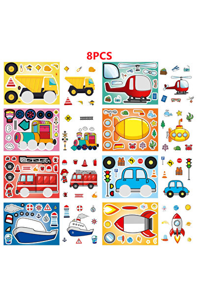 Choice 8 قطع أو 8/16 قطعة من ملصقات أحجية المركبات، ملصقات على شكل وجوه لأجهز...