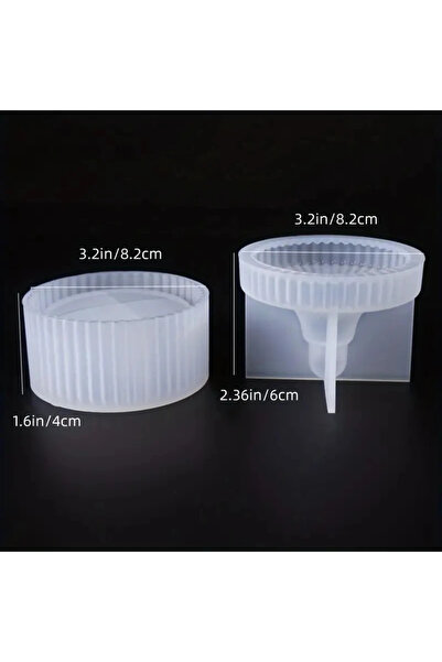 Choice 2Pcs 2Pcs Candle Jar Silicone Mold With Lid, Round Stripe Storage Jewe...