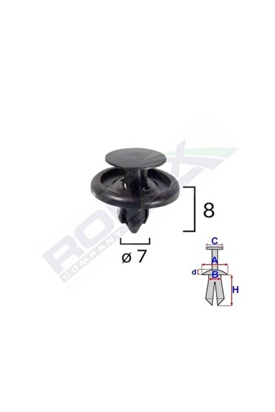 ROMİX Κλιπ στερέωσης για Toyotacitroenlexus 7X8Mm - Μαύρο σετ 10 τεμαχίων