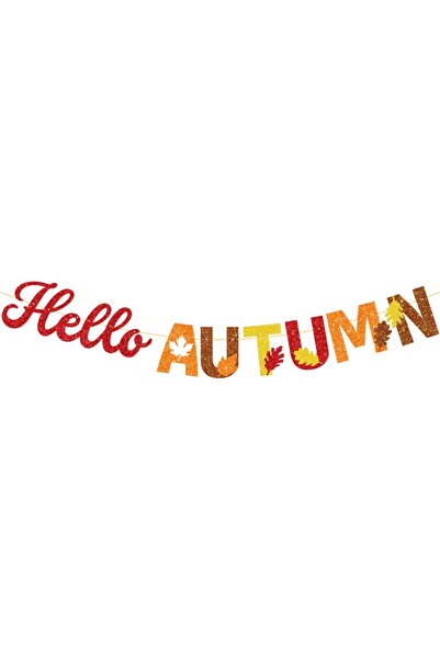 Choice5 Autumn Banner 1Pc Red Orange Gold Hello Autumn Party Banners Decorati...