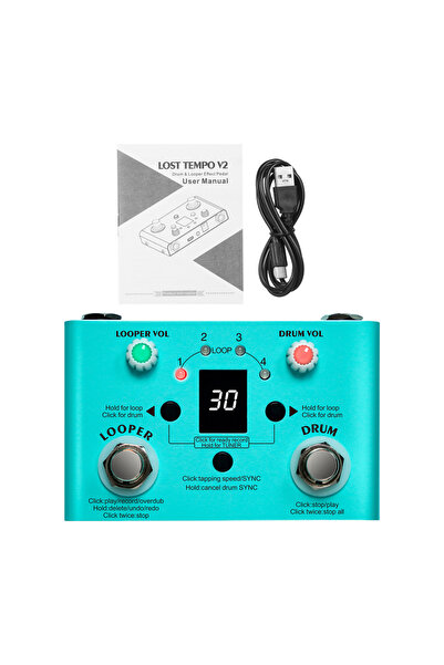 Choice green M-VAVE LOST TEMPO Effect Pedal Drum & Looper Effector 2-in-1 Loo...