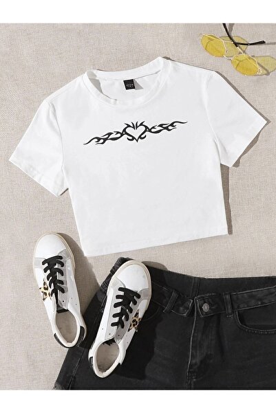 EYAX MODA Tshirt Crop με στάμπα
