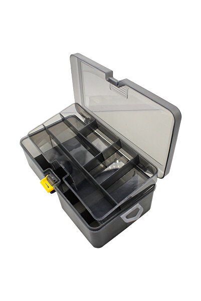 MOJOYCE صندوق صيد رمادي مزدوج الطبقات، مقاوم للماء، مصنوع من البلاستيك، لحفظ ...