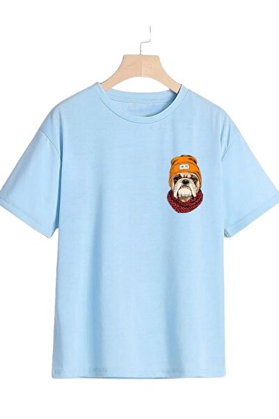 EYAX MODA TRICOU PENTRU COPII CU IMPRIMEU CÂINE - TRICOU CU GULER ROTUND