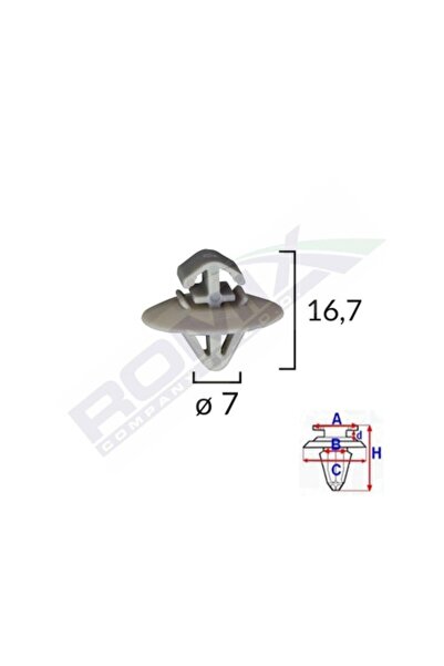 ROMİX Clips Fixare Elemente Exterioare Pentru Ivecoopelrenault 7X167 - Gri Se...