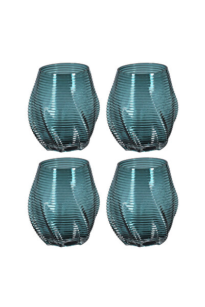 Lucky Art Florence 4-Piece Glass Water Glass Set Blue