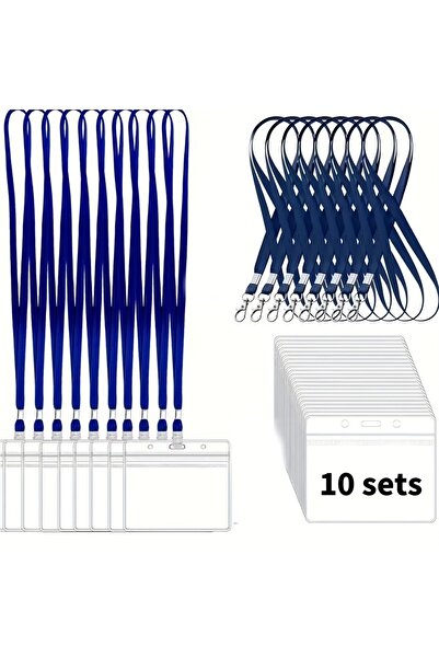 Choice 10 sets 10 sets Transparent PVC ID Card Holder with Lanyard - Suitable...
