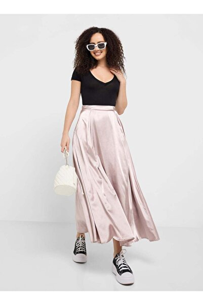 Ginger Pleated Satin Boxy Skirt