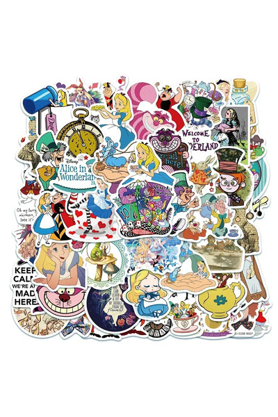 Choice 157 يوان صيني - 50 قطعة ملصقات كرتونية من أليس في بلاد العجائب، ملصقات...