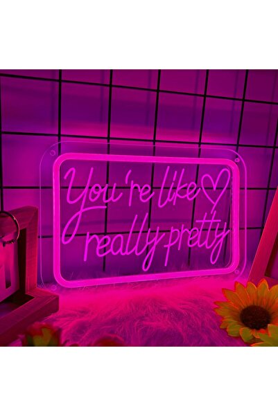 Slasa لافتة نيون "أنتِ جميلة جدًا" مقاس 20×30 سم، ديكور LED وردي