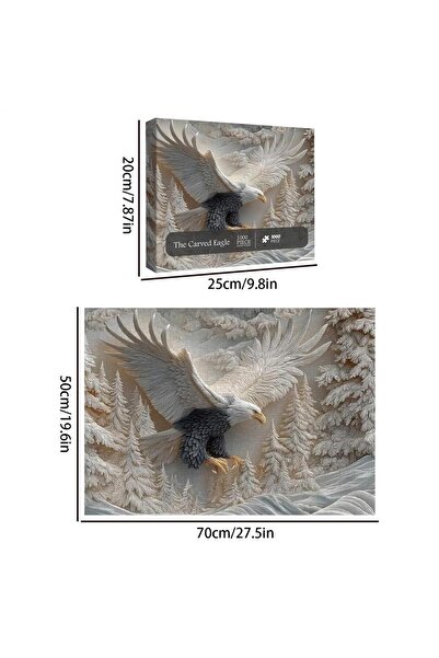 Choice set 1000-Piece Carved Eagle Jigsaw Puzzle Majestic Bald Eagle Mid-Flig...