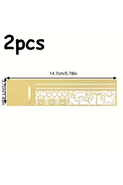 Choice 2pcs 2pcs/1pc Cat-Shaped Template Ruler - Cute Double-Sided Bookmark a...