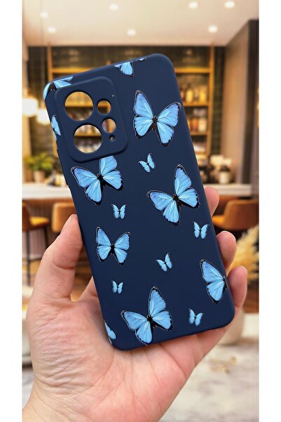 Vip Case Xiaomi Redmi Note 12 4g Compatible Blue Butterfly Patterned Silicone...