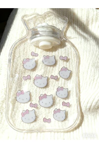 Choice كيس ماء ساخن محمول بتصميم هيلو كيتي اللطيف، شفاف، قابل للحقن بالماء، ق...