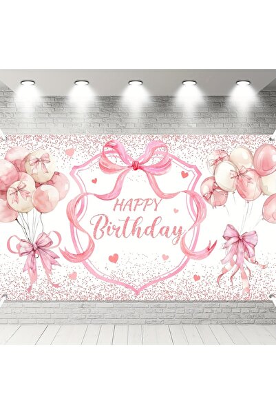 Choice Coquette Coquette Happy Birthday Banner Pink Bow Birthday Decorations ...