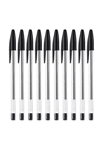 Choice عبوة كبيرة من 10 أقلام حبر جاف سوداء (5/10/20 قلم) بسُمك 1 مم، حبر جل،...