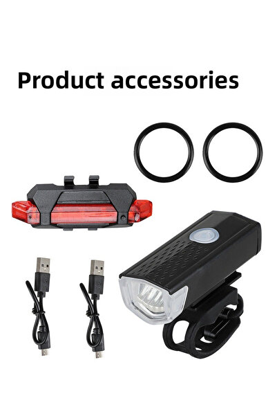 Choice مجموعة مصابيح أمامية سوداء للدراجات الهوائية، قابلة للشحن عبر منفذ USB...