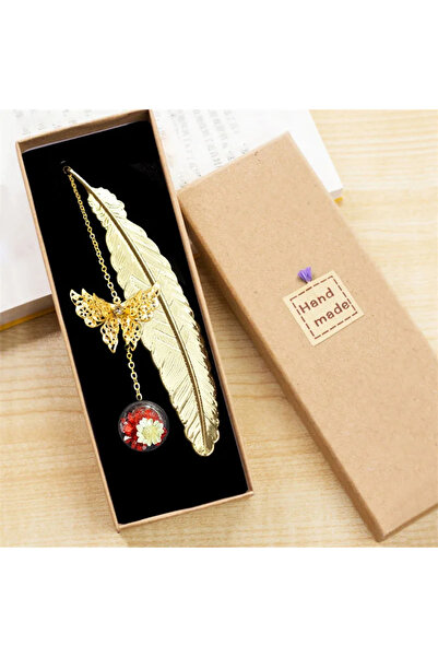 Choice Red 1pc Chinese Style Metal Feather Bookmark Creative Immortal Dried F...