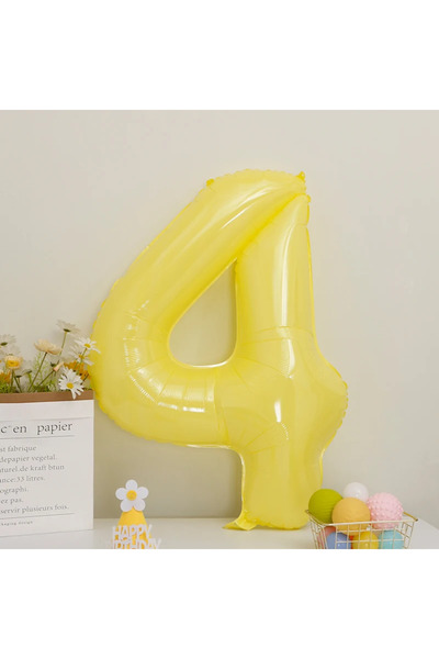 Choice بالون رقم 4 مقاس 40 بوصة، قطعة واحدة، لون أصفر ليموني، بالونات رقمية م...