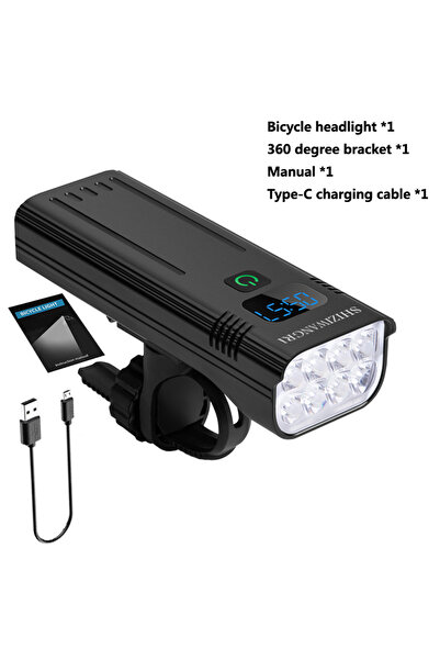 Choice S-8LED-10000mAh مجموعة مصابيح دراجة هوائية LED قابلة لإعادة الشحن عبر ...