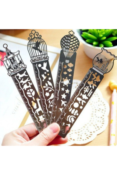 Choice 4pcs Metal Bookmark with Scale Ruler for Students Multi-functional Dra...
