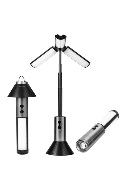 Choice مصباح تخييم تلسكوبي قابل للطي بثلاثة أوضاع إضاءة وبطارية 3000 مللي أمبير