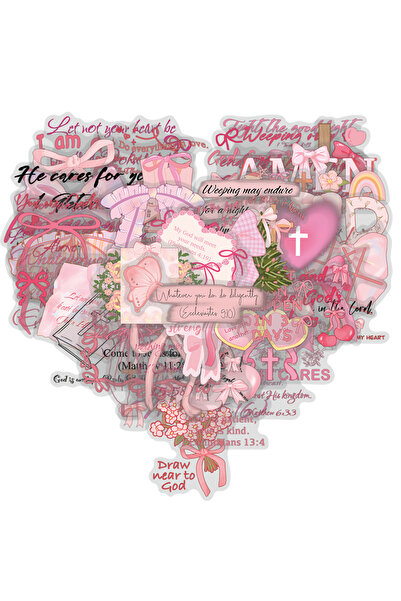 Choice ٥٠ قطعة من ملصقات الكتاب المقدس على شكل فيونكة وردية، أدوات مكتبية أني...