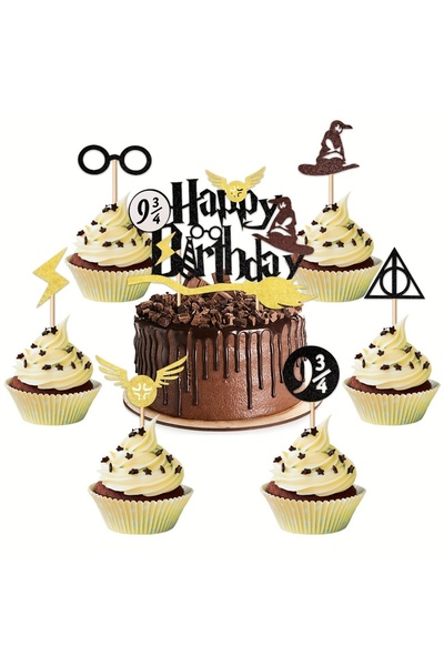 Choice مجموعة تزيين الكب كيك السحرية المكونة من 13 قطعة، مزينة ببريق ساحر، مث...