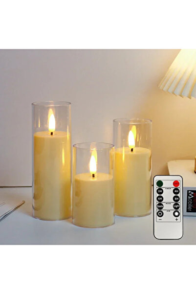 Choice 3 شموع LED بدون لهب، لون بيج، مع جهاز تحكم عن بعد ومؤقت، لهب واقعي متذ...