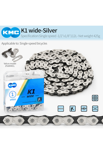 Choice K1 wide KMC bicycle chain single speed K1/K1SL/Z1eHX/S1/HL1 Series 1/2...