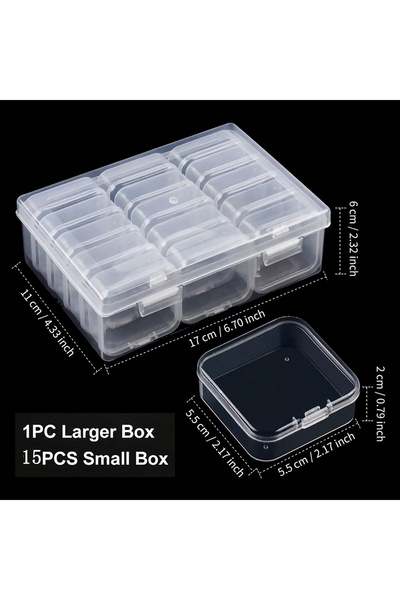 Choice 15 gird Clear Plastic Storage Box, Handmade Material, Beading, Art, DI...