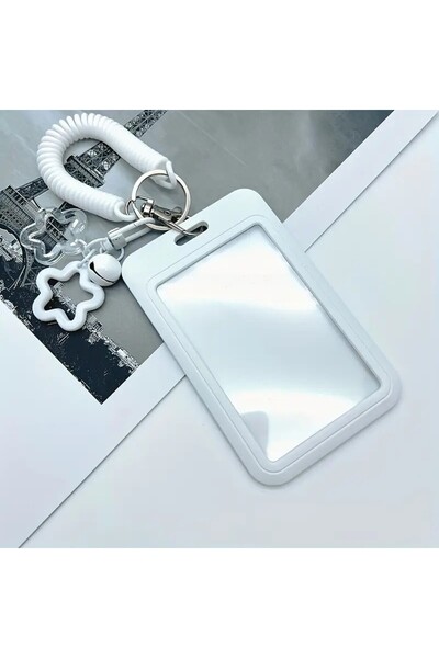 Choice 1 set colorful star-shaped retractable plastic ID card holder with key...