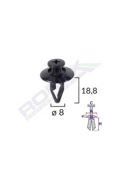 ROMİX Clips Fixare Pentru Kiamazdamitsubishinissankia 8X188Mm - Negru Set 10 Buc