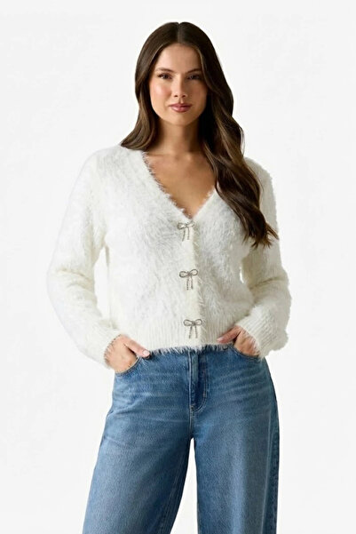 Guess Tomiko Kadın Beyaz Yün Karışımlı Triko Hırka W5BR91Z3JI2-G1O6