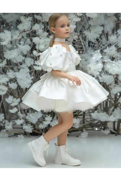 Luneria Dress İnci kız çocuk abiye mezuniyet doğumgünü elbisesi