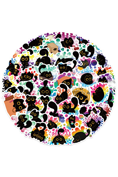 Choice ٥٠ قطعة من ملصقات لعبة قطة سوداء كرتونية لتزيين أجهزة الكمبيوتر المحمو...