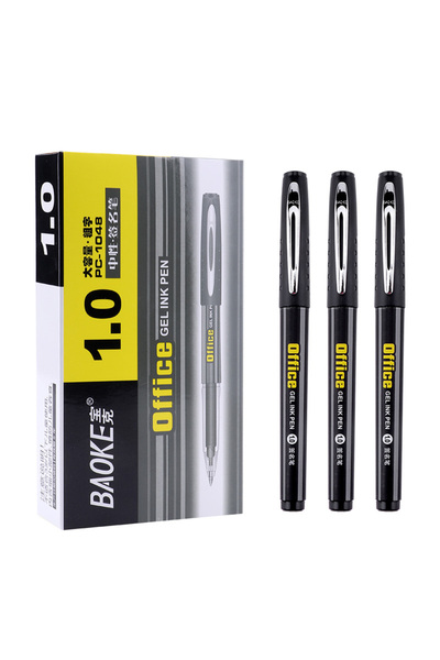 Choice 12 قلم حبر جاف مكتبي أسود اللون من باوكي PC1048، سعة كبيرة، 1.0 مم، حب...