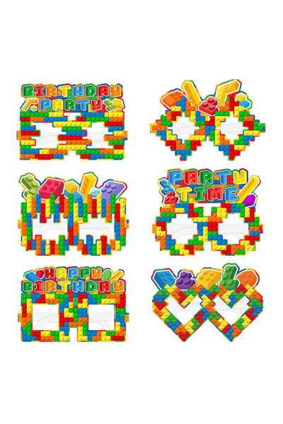 Choice 12 قطعة من النظارات الورقية بتصميم مكعبات البناء، مثالية لتزيين حفلات ...