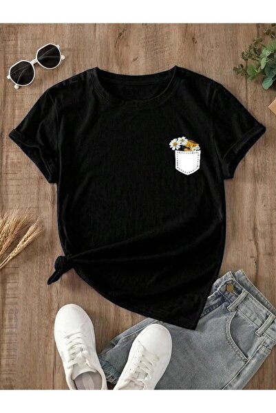 EYAX MODA TRICOU CU IMPRIMEU FLORAL PENTRU COPII - TRICOU CU GULER ROTUND PEN...