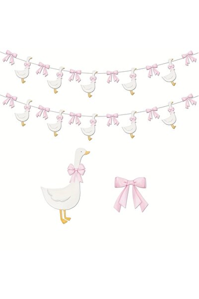 Choice Pink Birthday Party Banner One Silly Goose Birthday Banner with Bow Si...