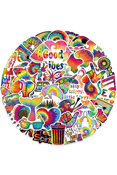 Choice ٥٠ قطعة من ملصقات قوس قزح الملونة بتقنية التاي داي، ملصقات فنية جرافيت...