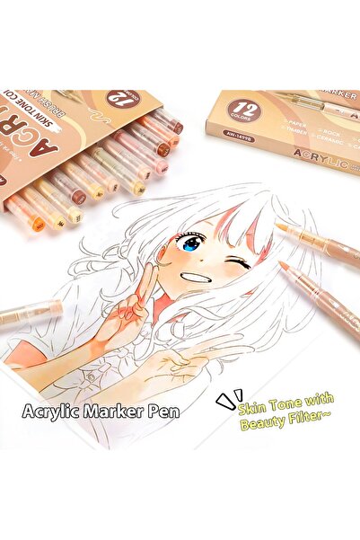 Choice مجموعة ألوان البشرة، ١٢ لونًا من أقلام التحديد الأكريليكية البنية، سري...