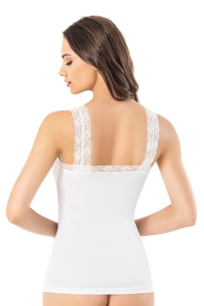 Arseno Γυναικείο απλό, άνετο, μοντέρνο δαντελένιο γιακά και τιράντες, λευκό -...