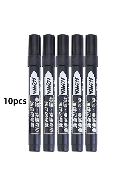Choice 10pcs-black A set of 10 large-tip black ink marker pens for non-erasab...