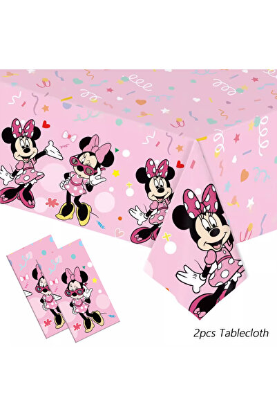 Miniso 2pcs 2/4pcs Disney Minnie birthday party tablecloth, disposable plasti...