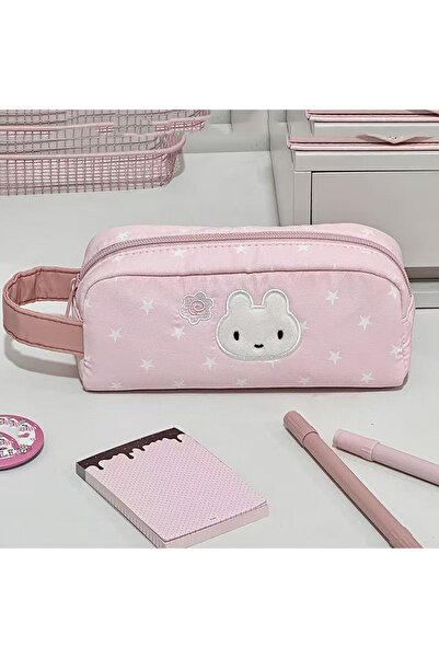 Choice Pink Multifunctional Pink Pen Bag Star Rabbit Pattern Handheld Pencil ...