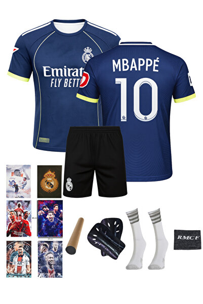 Babbi Love Real Madrid Mbappe Lacivert Çocuk Forma Şort Çorap Tekmelik Bilekl...